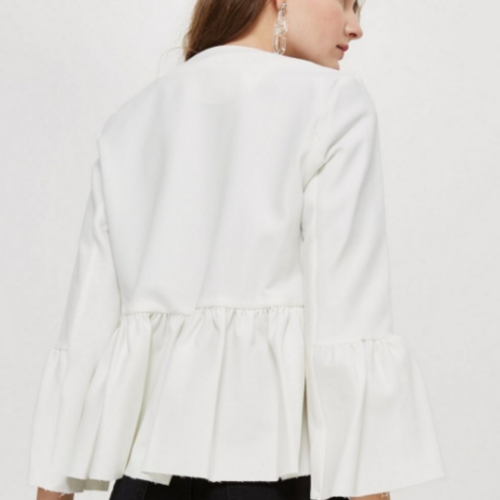 Topshop Bell Ruffle Sleeve Cropped Jacket - Picture 2 of 8